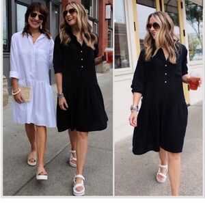 Grayson Changemaker Drop Waist Shirt Dress Black Oversized Women’s Size Medium